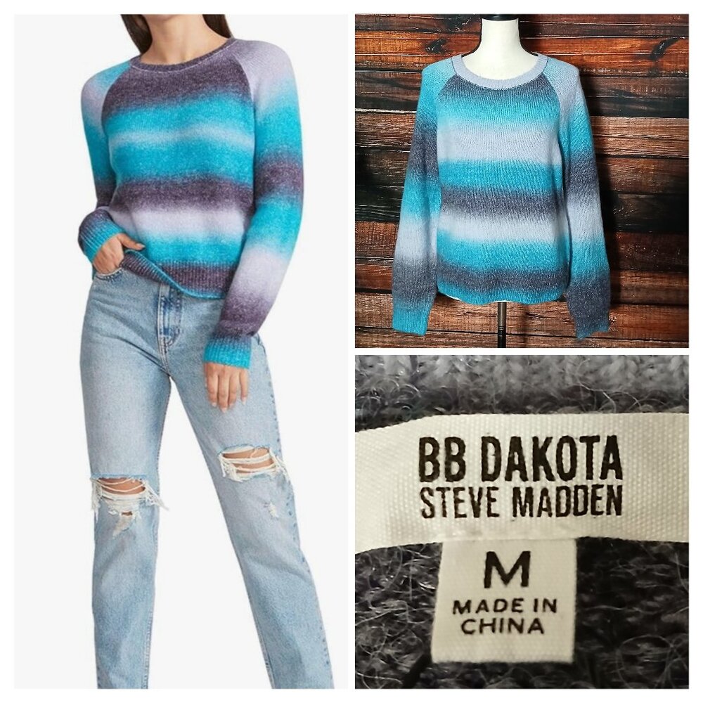 NWT BB Dakota Sweater M Blue Ombre Crew Neck Super Soft